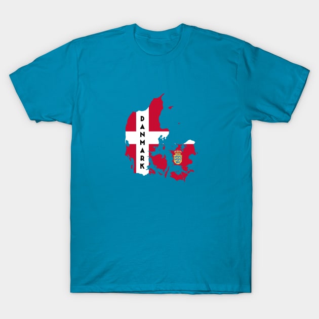 Denmark flag & map T-Shirt by Travellers